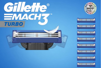 Gillette Mach 3 Turbo Sensitive Manual Shaving Razor Blades Loose (Pack of 4 cartridges)