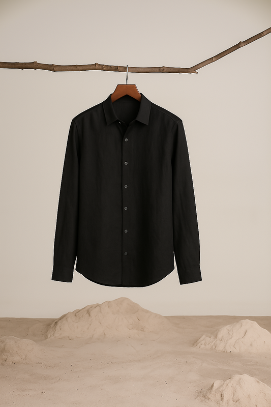 20250728_1607_Black-Linen-Shirt_remix_01k187tj52fkjvk7frj27ax2jq