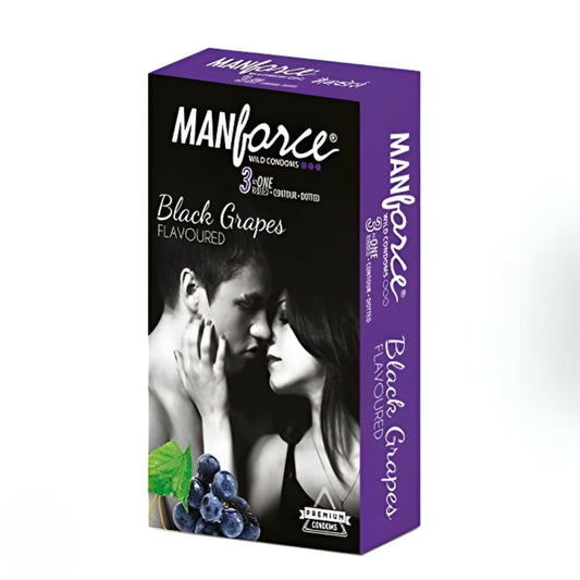 Manforce Dotted Black Grapes Flavor Full Box Condoms - 3 Pcs in 12 Pack (India)
