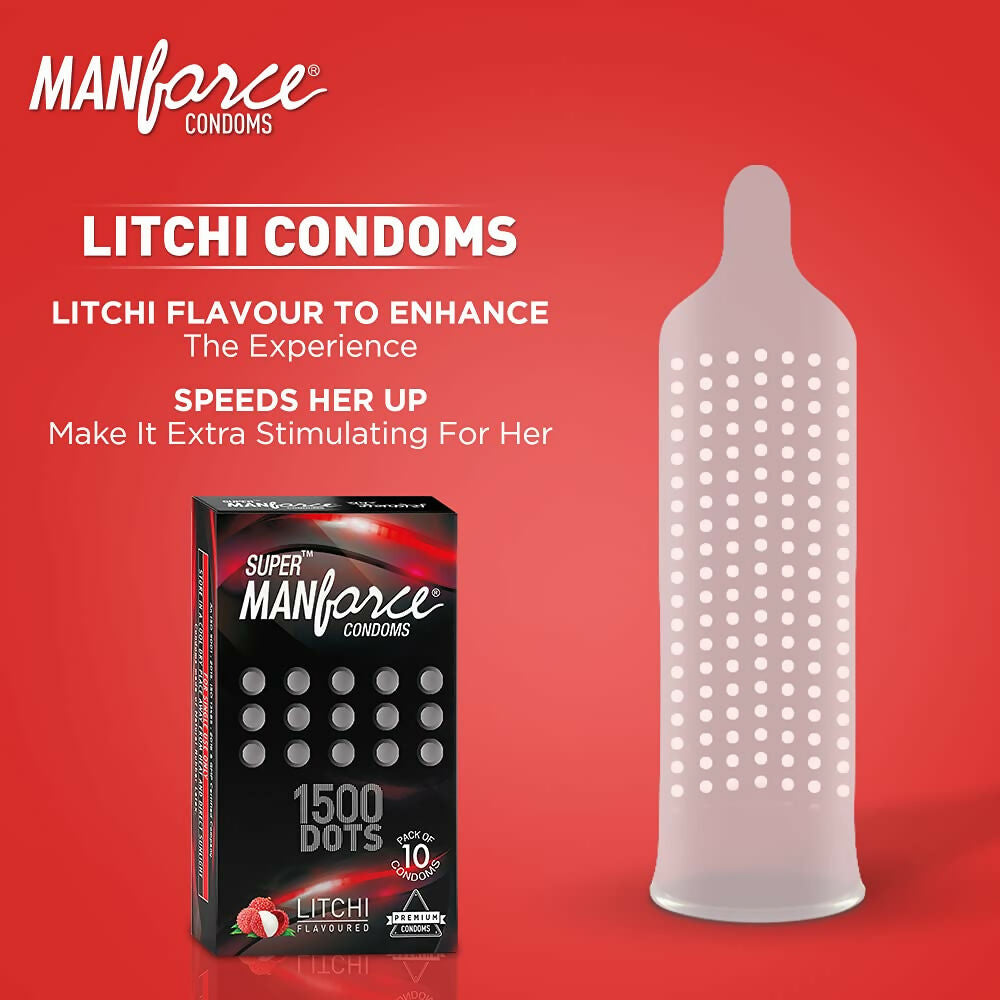 Manforce Super Litchi 1500 Dotted Condoms - 10 Pcs X 2 Pack (India)