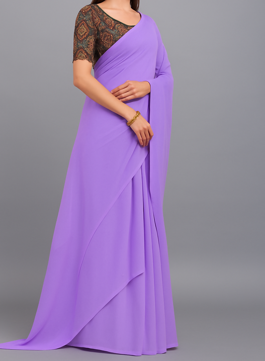 Elegant South Asian Woman in Lavender Saree