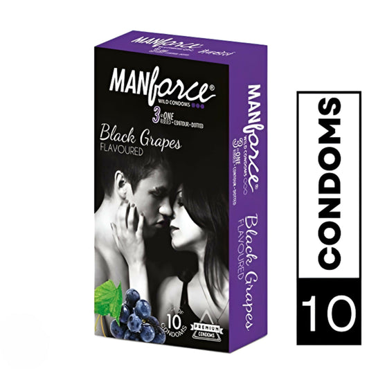 Manforce Dotted Black Grapes Condoms - 10 Pcs X 2 Pack (India)