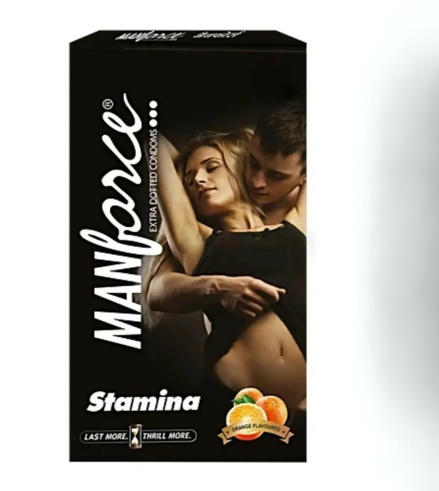 Manforce Stamina Extra Dotted Orange Flavoured Full Box Condoms - 3 Pcs in 12 Pack (India)