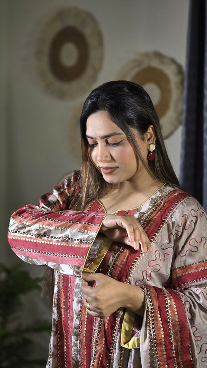 Exclusive Cotton Boutique Kamdani Work Unstitched Three Piece - Deep Rose