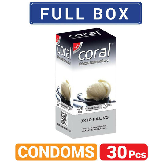 Coral Vanila Flavor Extra Performance Full Box Condom - 3 x 10 Packs (Malaysia)