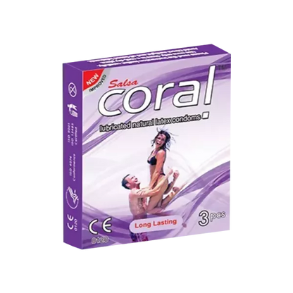 Coral Long Lasting Lubricated Natural Latex Full Box Condom - 3 x 10 Packs (Malaysia)