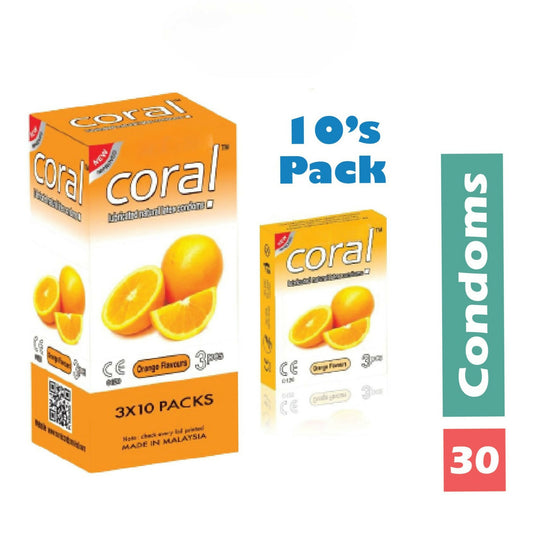 Coral Orange Flavor Extra Performance Full Box Condom - 3 x 10 Packs (Malaysia)