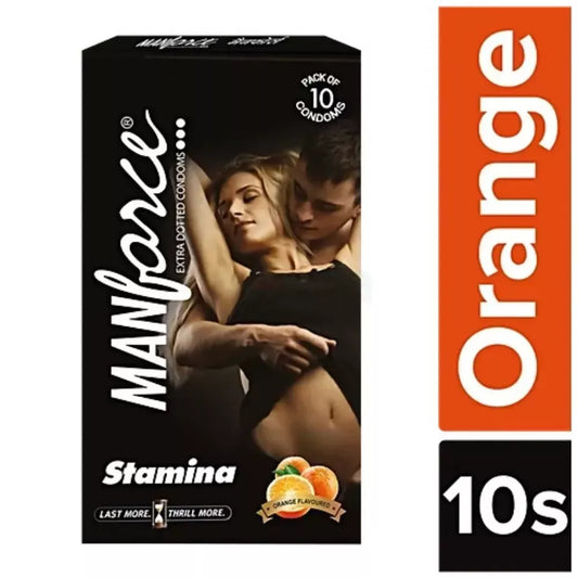 Manforce Stamina Extra Dotted Orange Flavoured Condoms - 10 Pcs X 2 Pack (India)