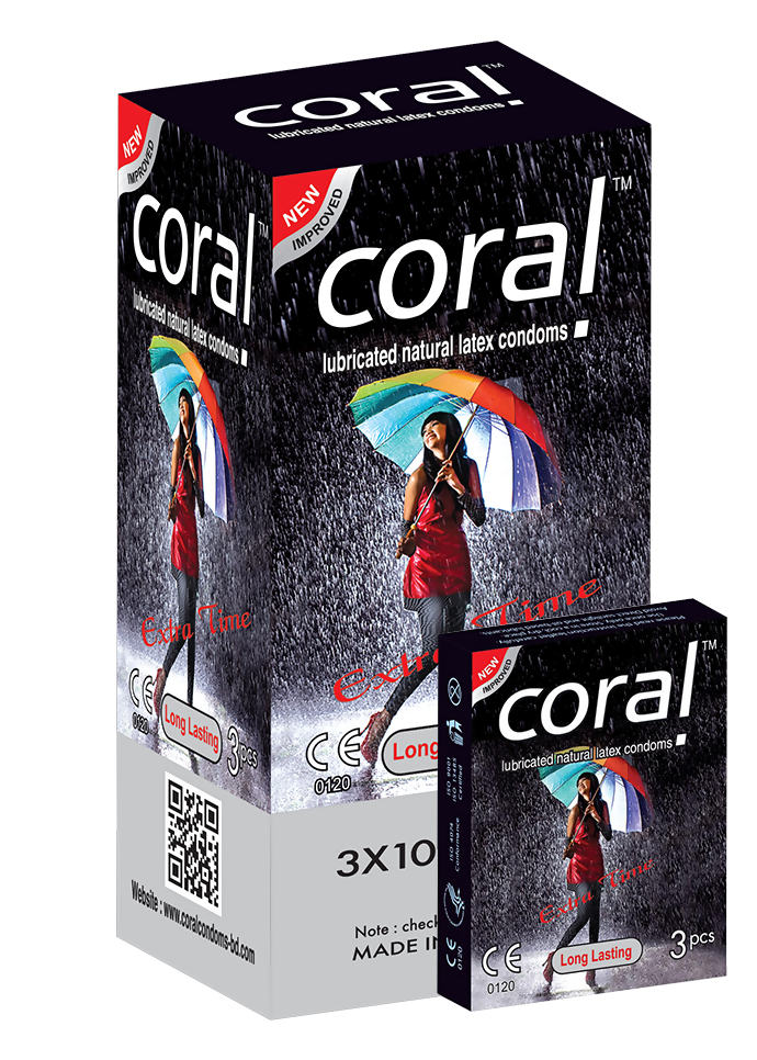 Coral Extra Time Lubricated Natural Latex Full Box Condom - 3 x 10 Packs (Malaysia)