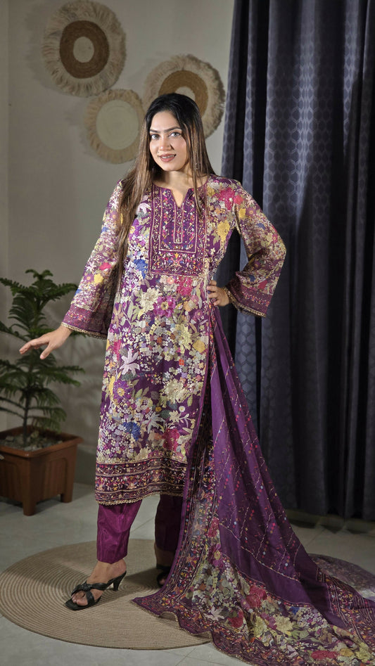 Exclusive Lahori Soft Georgette Unstitched Three Piece