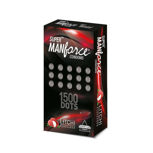 Manforce Super Litchi 1500 Dotted Full Box Condoms - 3 Pcs in 12 Pack (India)